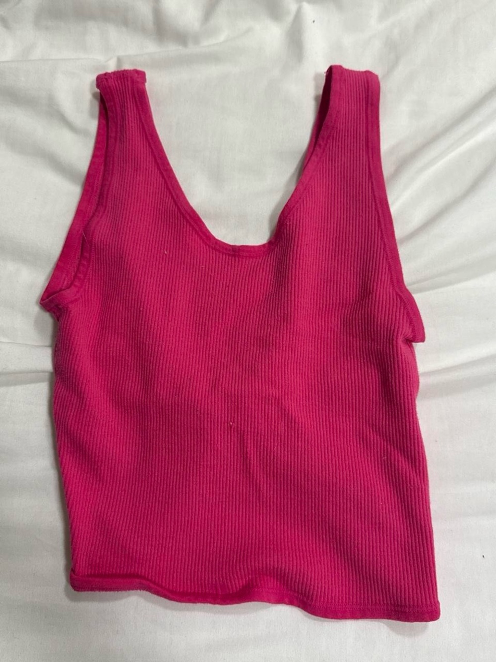 Urban Outfitters Ribbed Scoop Tank Top - Fuchsia